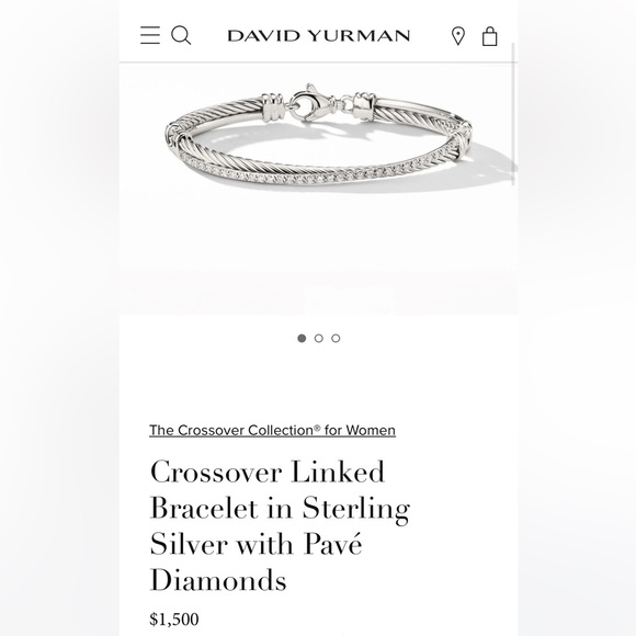 David Yurman Crossover Linked Bracelet in Sterling Silver with Pavè Diamonds - Picture 6 of 6